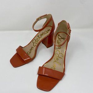 Sam Edelman Glossy Orange Block Heel Sandals
